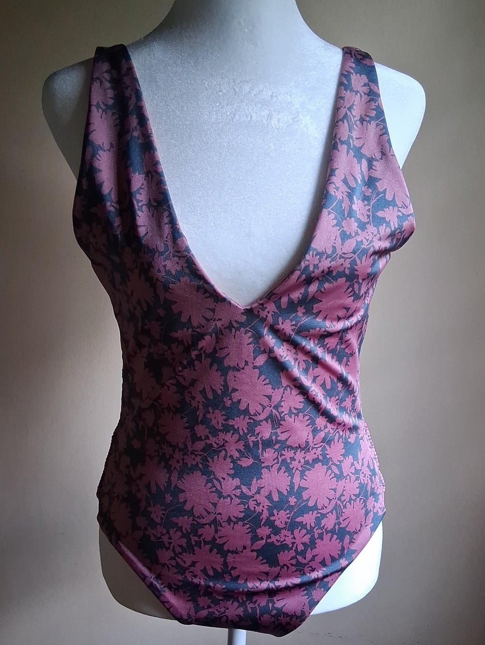 Dolce Vita Mauve Floral Plunge One-Piece Swimsuit